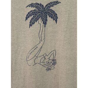 Quiksilver Men's Gray Graphic Tee Palm Tree Design Premium Fit Medium